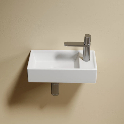 Умывальник подвесной прямоугольный (чаша слева, отверстие под смеситель справа) цвет белый матовый Element 407*217*100