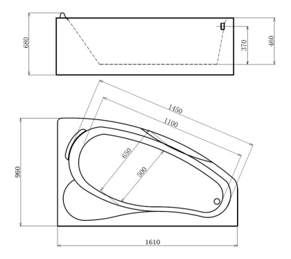 Акриловая ванна Gemy 161х96 G9046 O R Акриловая ванна Gemy 161х96 G9046 O R