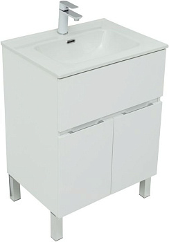 Тумба под раковину Aquanet Алвита New 60 1 ящик, 2 дверцы, белый матовый Тумба под раковину Aquanet Алвита New 60 1 ящик, 2 дверцы, белый матовый