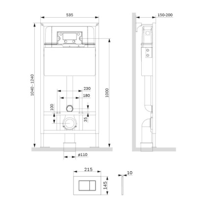 I012707.0231 ProC Инсталляция для подвесного унитаза с клавишей ProC S пластик, Хром матовый I012707.0231 ProC Инсталляция для подвесного унитаза с клавишей ProC S пластик, Хром матовый