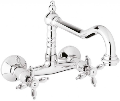 NOSTALGIA-LLP-03/24 Кухонный смеситель настенного монтажа золото, ручки золото