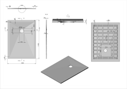 Поддон для душа из искусственного камня  VST-4SR8011A, 1100*800*25, антрацит Поддон для душа из искусственного камня  VST-4SR8011A, 1100*800*25, антрацит