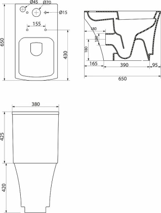 Чаша напольного унитаза BelBagno REGINA BB104CP