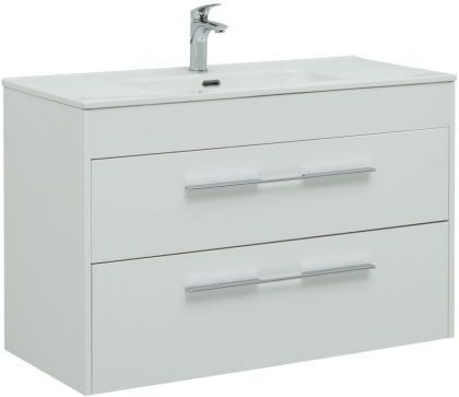 Тумба под раковину Aquanet Августа 100 белый (ручка хром)