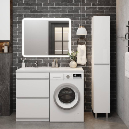 Тумба Onika Милтон 58 напольная под стиральную машину, белая (ум. Kamilla 120/Марсал 120)