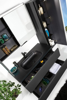 Зеркальный шкаф Vallessi 100 антрацит мат. с подстветкой 546-A matt Boheme