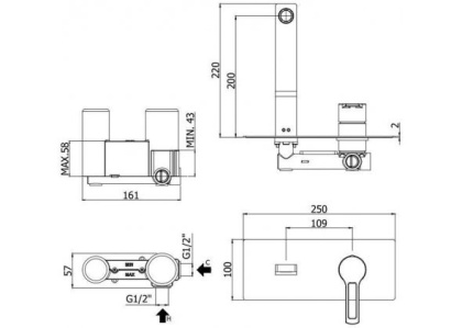 Смеситель для раковины Paffoni Ringo RIN105NO (с внутренней частью)
