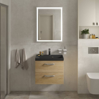 Тумба с раковиной подвесная  BelBagno AURORA 60 Rovere Nebrasca Nature, раковина белая Тумба с раковиной подвесная  BelBagno AURORA 60 Rovere Nebrasca Nature, раковина белая
