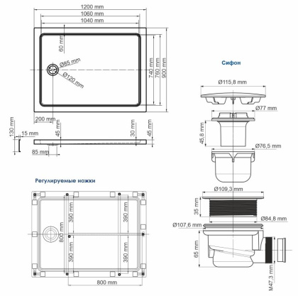 Amper 29T07U Душевой поддон Wasserkraft Amper 29T07U Душевой поддон Wasserkraft