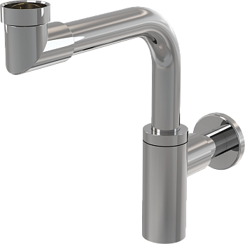 Сифон для умывальника DN32 DESIGN, цельнометаллический, экономящий пространство