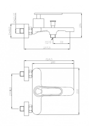 MOMENTO-VD-01 Смеситель для ванны и душа однорычажный, хром