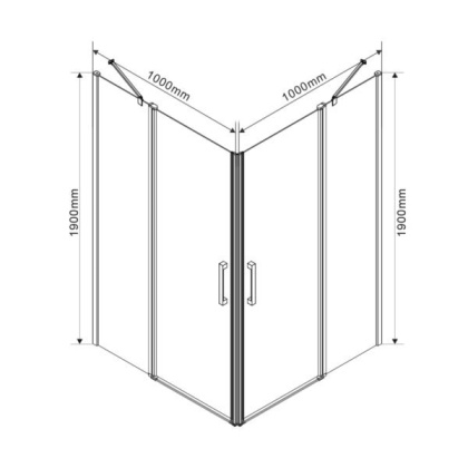 Душевой уголок Orta VSS-1O1010CL, 1000*1000, хром, стекло прозрачное
