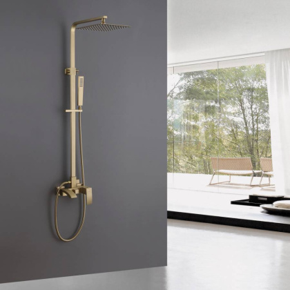 Душевая стойка ABBER Wasserfall AF8616G с изливом, золото матовое