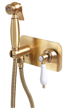 APHRODITE-DIF-02-Bi Смеситель с гигиеническим душем однорычажный Исполнение: Бронза, Ручки: Белый 