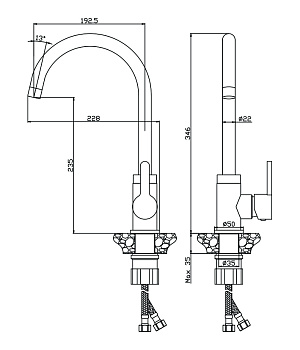 Смеситель ЧЕРНЫЙ д/кухни TORRES, арт.17430TRB