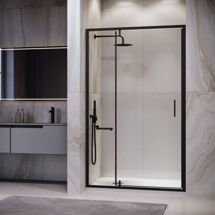 Душевая дверь 110*195 RGW LE-103-B Чёрный/Прозрачное/6 мм