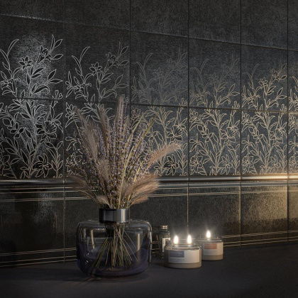 Декор Барберино 1 чёрный глянцевый 20x20x0,69 Декор Барберино 1 чёрный глянцевый 20x20x0,69