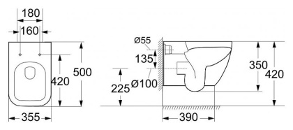 Чаша подвесного унитаза BelBagno ALPINA BB10100CHR