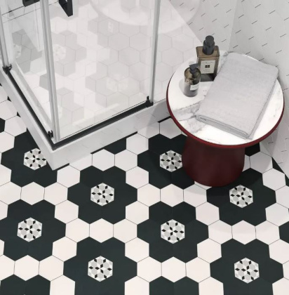 Декор 8 VT\A291\SG1010 Кальсада Черный/Белый/Серый (12см*10,4см*7мм) (45шт/0,561м2) Шестиугольник, шт