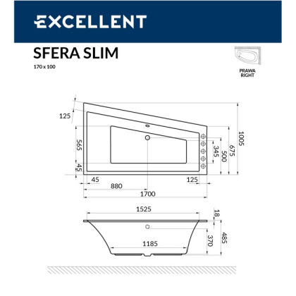 Ванна EXCELLENT Sfera 170x100 (правая) "ULTRA" (золото) Ванна EXCELLENT Sfera 170x100 (правая) "ULTRA" (золото)