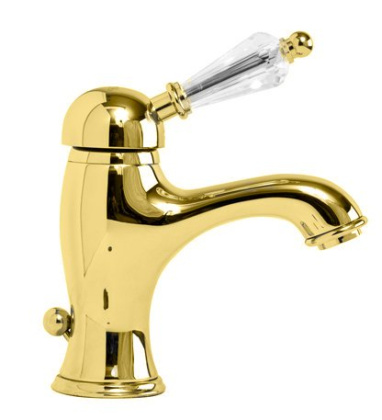 VINTAGE-LSM1-03/24-Sw Смеситель для раковины с донным клапаном Исполнение: Золото 24 карат, Ручки: Swarovski 