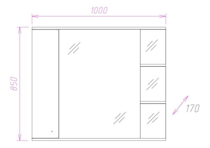 Шкаф-зеркало Onika Эльбрус 100 белый, правый, с подсветкой