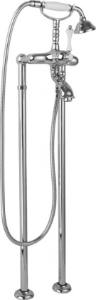 MARGOT-VDP-01-Bi Напольный смеситель для ванны с ручным душем Исполнение: Хром, Ручки: Белая  MARGOT-VDP-01-Bi Напольный смеситель для ванны с ручным душем Исполнение: Хром, Ручки: Белая