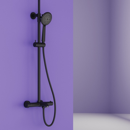 Душевая стойка SANCOS Game для душа/ванны с термостатическим смесителем, цвет черный матовый, арт. SC3001MB