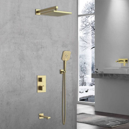 Душевой комплект Next VSFW-1N3TBG термостатический встраиваемый, трехрежимный, брашированное золото