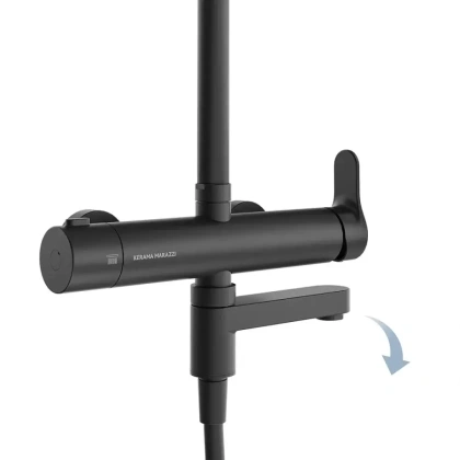 Душевая колонна FONTE на 3 потока с пов.изливом и механическим смесителем, черный матовый Душевая колонна FONTE на 3 потока с пов.изливом и механическим смесителем, черный матовый