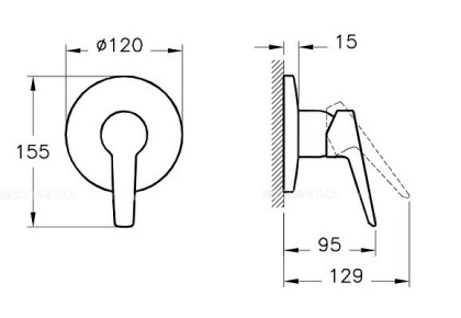 Комплект Встроенный Смеситель с гигиеническим душем на 2 отверстия