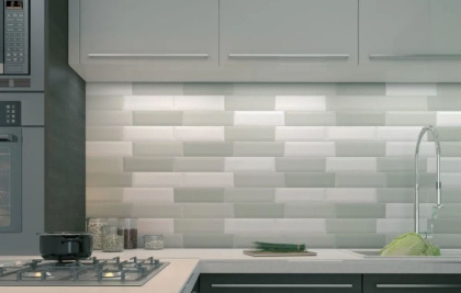 Плитка настенная 9001 Гамма белый (8,5см*28,5см*9,2мм) (40шт/0,97м2) матовый, м2