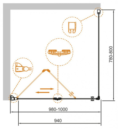 ECO-O-ASH-1-100/80-C-Cr Душевой уголок ECO-O-ASH-1-100/80-C-Cr Душевой уголок