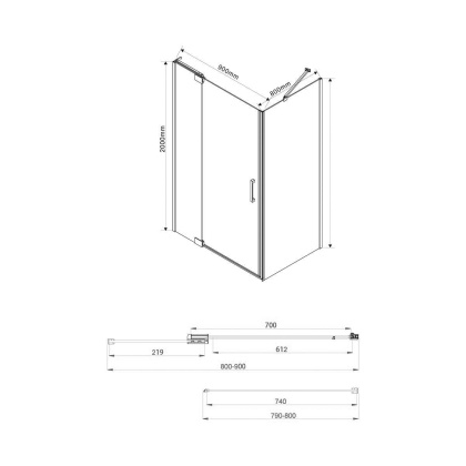 Душевой уголок Extra VSR-1E809080CL, 800/900*800, хром, стекло прозрачное
