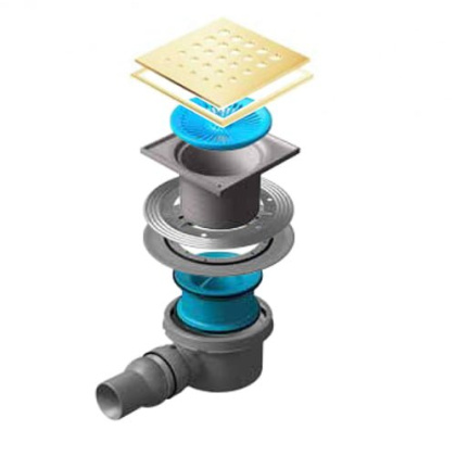 13000148 Душевой трап Pestan Confluo Standard Drops 1 Mask Gold Исполнение: Золото глянец 