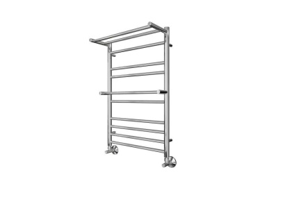 Полотенцесушитель водяной Aquatek (Акватек) Альфа П10 500х800 мм, с полкой, подключение нижнее/диагональное, сверхпрочная пищевая нержавеющая сталь AISI 304L, гарантия 10 лет