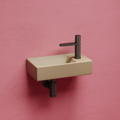 Умывальник подвесной прямоугольный (чаша слева, отверстие под смеситель справа) цвет капучино матовый Element 407*217*100