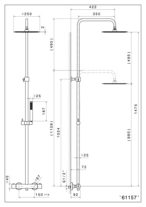Душевая колонна OLE с термостатическим смесителем, хром Душевая колонна OLE с термостатическим смесителем, хром