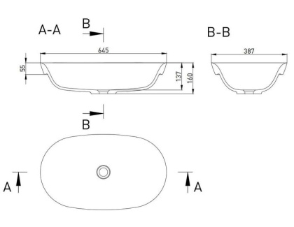 Раковина Salini Marea 01 64.5х38.7 1802201M