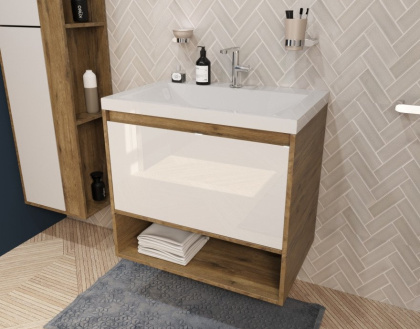 Тумба подвесная под умывальник Monaсo Wood 600х480 1 ящик (ШхГхВ) 598х476х607