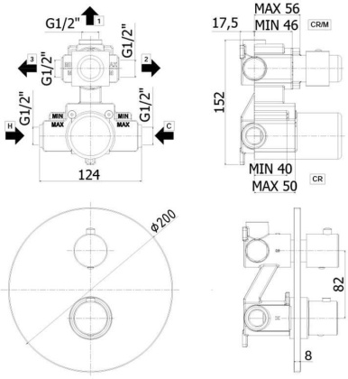 Смеситель для душа Paffoni Light LIQ019NO (с внутренней частью)