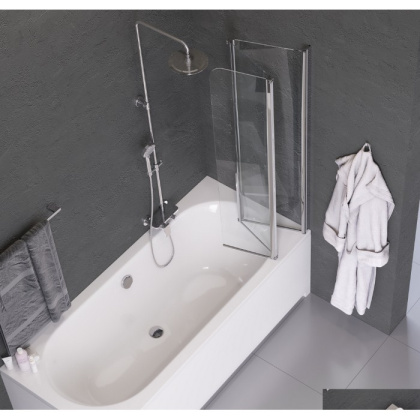 Шторка для ванны EXCELLENT Fliper 120 см (хром) правая