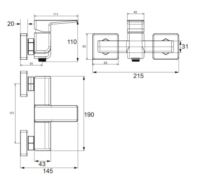 Смеситель для душа OMNIRES PARMA PM7440IN (инокс) Смеситель для душа OMNIRES PARMA PM7440IN (инокс)