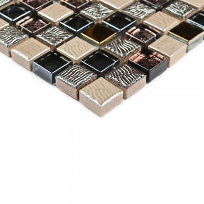 Мозаика стеклянная с камнем Space (чип 8*15*15) 300*300(11шт.-0.99м2), м2 Мозаика стеклянная с камнем Space (чип 8*15*15) 300*300(11шт.-0.99м2), м2