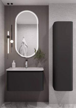 OVALE 1 полка 80CM АНТРАЦИТ тумба + раковина OV0010100-080 Boheme