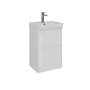 Тумба Lemark COMBI 45см под 1 раковину, подвесная/напольная, 2 ящика, цвет корпуса, фасада: Белый глянец