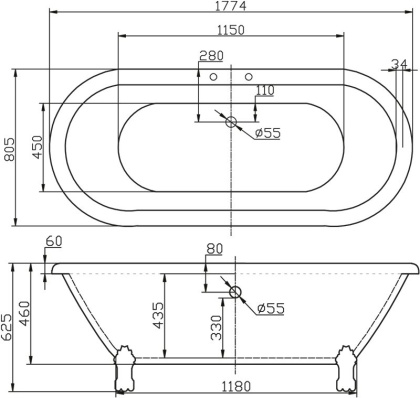 Ванна акриловая отдельностоящая BelBagno BB21 Ванна акриловая отдельностоящая BelBagno BB21