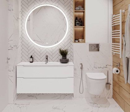 Тумба с раковиной подвесная BelBagno ETNA-H60 120 Bianco Lucido, раковина белая Тумба с раковиной подвесная BelBagno ETNA-H60 120 Bianco Lucido, раковина белая