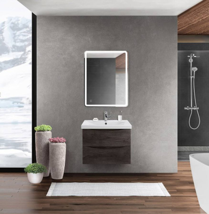Тумба с раковиной подвесная BelBagno MARINO-CER 60 Rovere Grigio, раковина белая Тумба с раковиной подвесная BelBagno MARINO-CER 60 Rovere Grigio, раковина белая