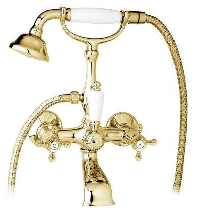 GOLF-VD-02-M Смеситель для ванны с ручным душем бронза, ручки бронза